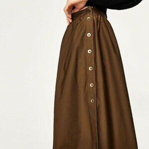 ZARA Black Button Down Reversible Skirt Waist 27, A-Line